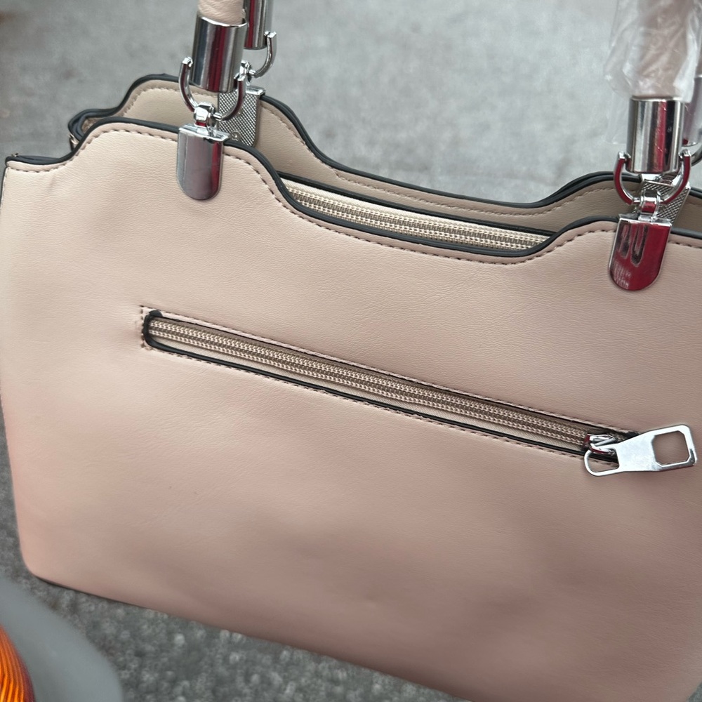 Cream Structured Shoulder Bag with Textured Finish